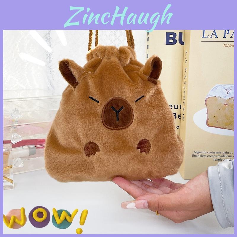 Capybara Plush Storage Bag With Drawstring For Students And Travel
