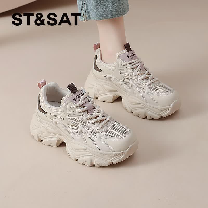 Saturday Women s Lightweight Mesh Breathable Casual Chunky Sneakers 37
