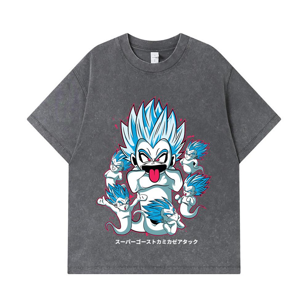 275 GSM Washed T-shirts 100% Cotton Dragon Ball V55 Kamikaze Print Unisex Heavy Cotton T Shirt