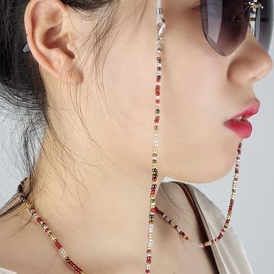 1pc Non-slip Beaded Glasses Chain with 2 Silicone Buckle Eye Glasses Chain Glasses Strap  Women Men