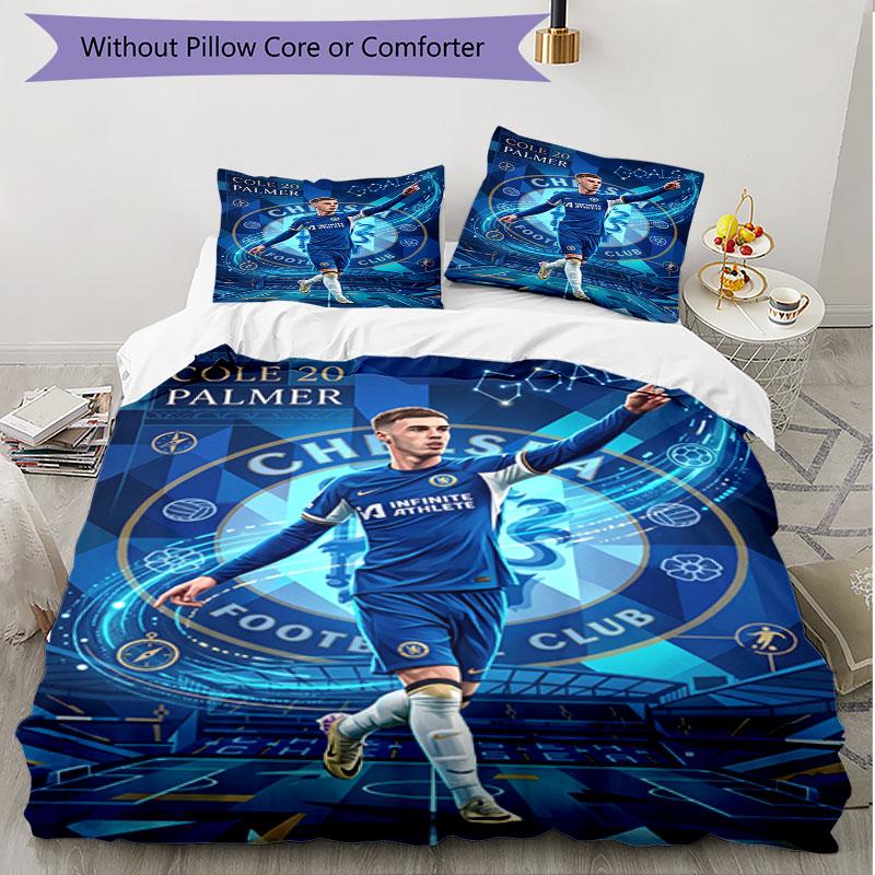 3pcs Duvet Cover Set (1*Duvet Cover + 2*Pillowcase, Without Core), Chelsea FC Print Soft All‑Season Bedding Set, Home Bedroom Decor Gift