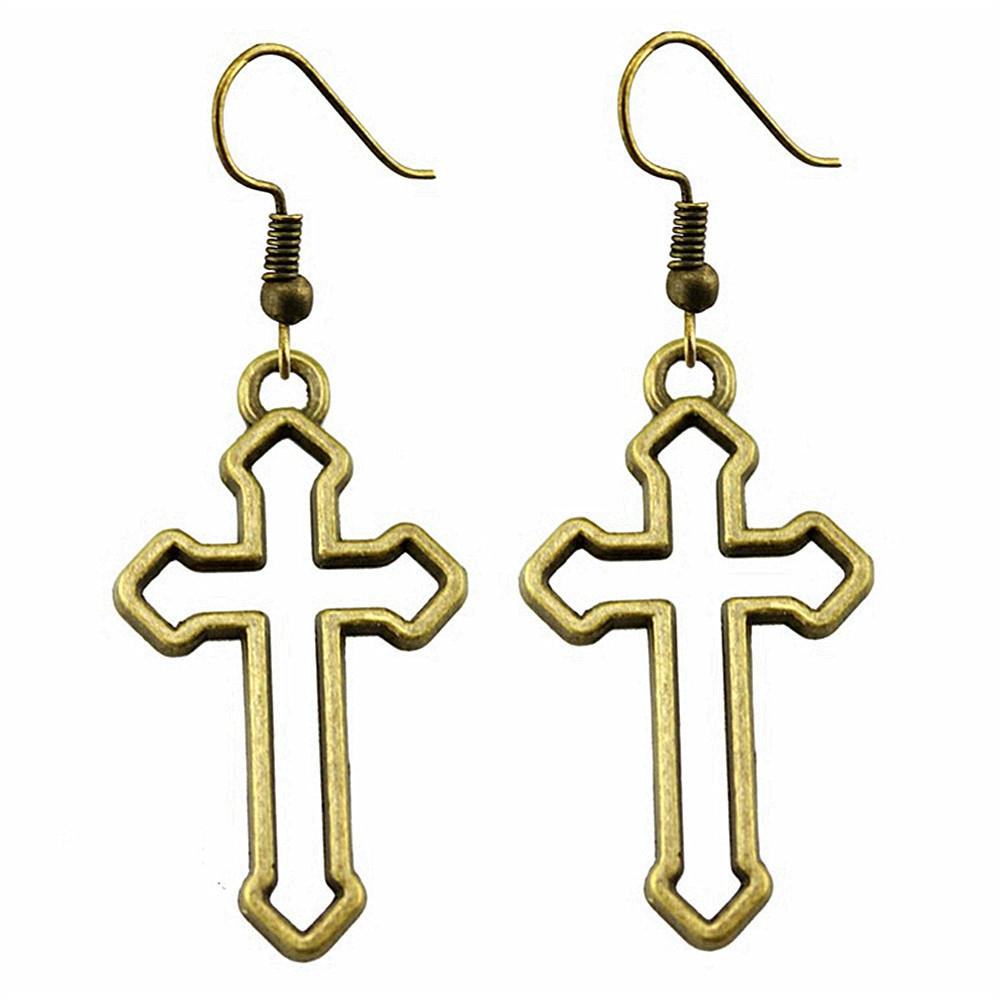 Cross Dangle Earrings Minimalist Gothic Christian Symbol Drop Earrings Girl Jewelry