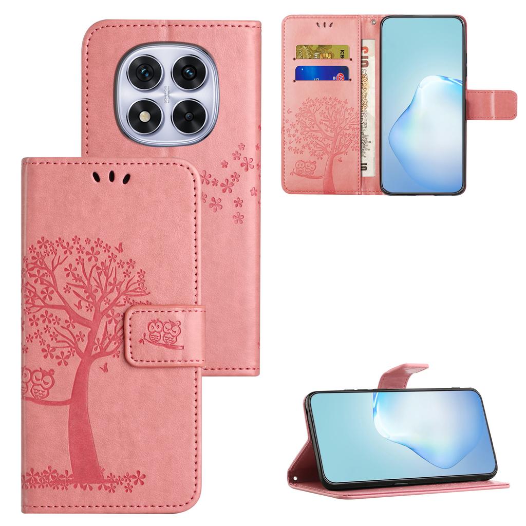 For Xiaomi Redmi Note 15 Pro 5G (Global) Case PU Leather Owl Tree Imprinted Wallet Phone Cover with Strap