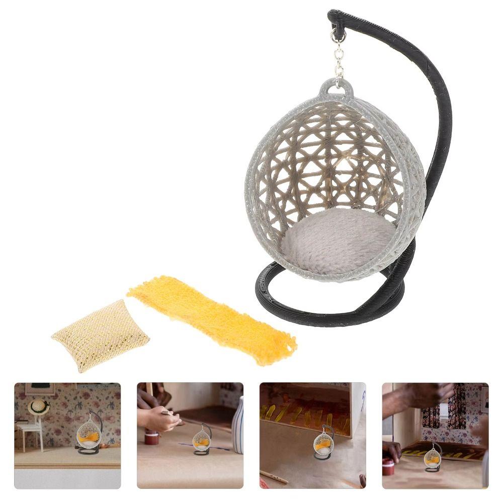 

Garden Furniture Miniature Swing Ornament Hammock Doll Tiny Swing Model For Children 1：30