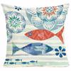 Marine Elements Ocean Animals Cotton Linen Cushion Covers Blue Sea Turtle Horse Home Decor Pillowcase Octopus Sofa Cushion Case