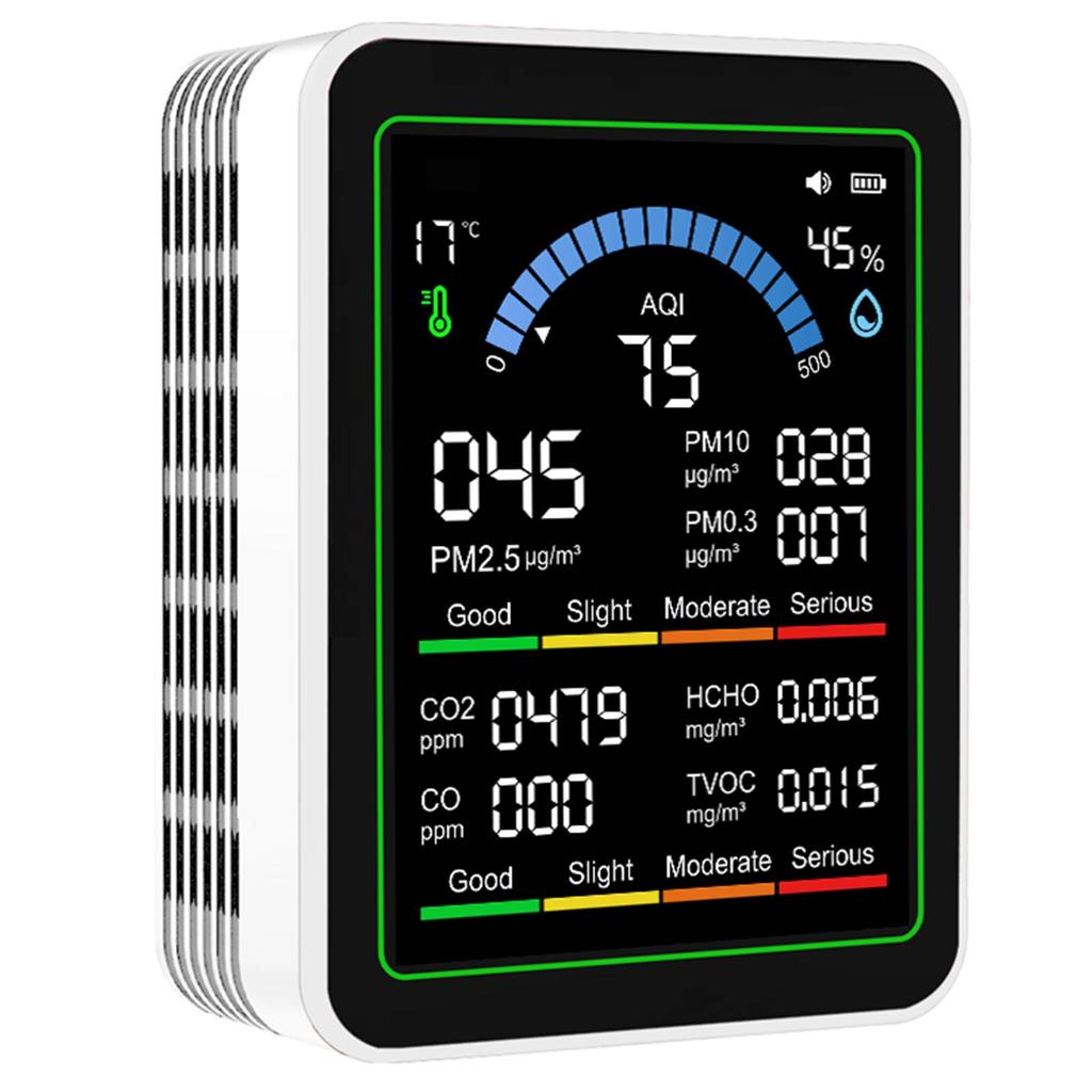 10 in 1 Air Quality Detector CO2 TVOC HCHO PM2.5 PM10 PM0.3 Detection Portable Air Quality Meter for Home