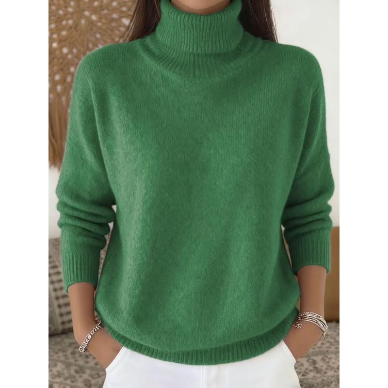 Womens Solid Color High Neck Knit Sweater Fall Winter 2026 Casual Elegant Pullover Lightweight Warm
