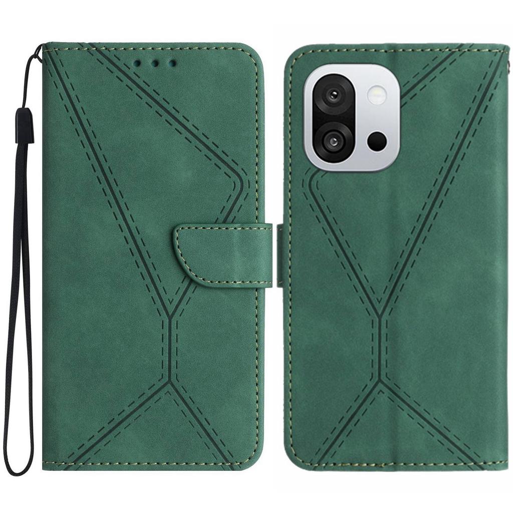 For OnePlus 13T 5G Case Skin Touch Lines Imprinted PU Leather Flip Phone Cover