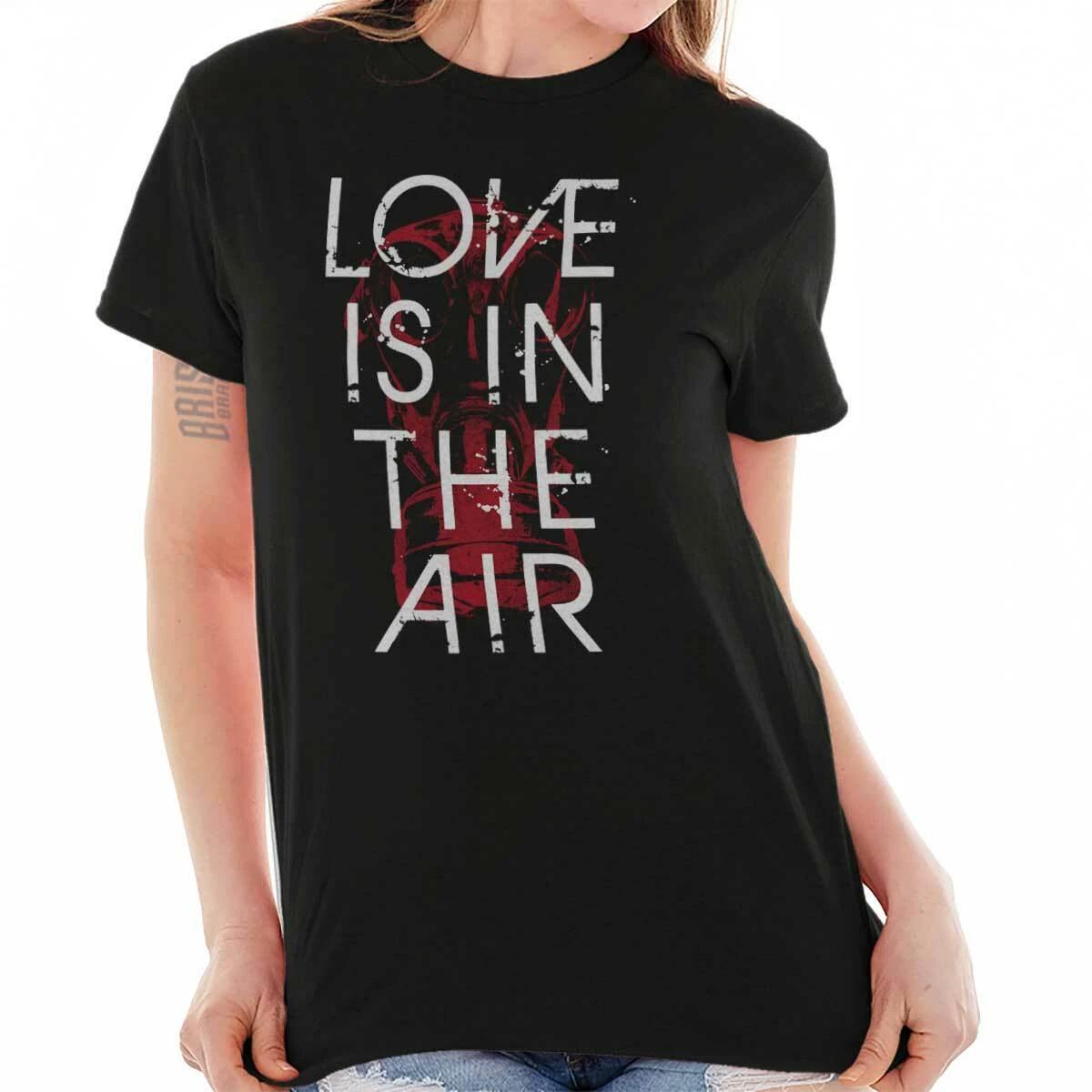 Anti Valentines Day Love In The Air Gas Mask Womens Graphic Crewneck T Shirt Tee XL