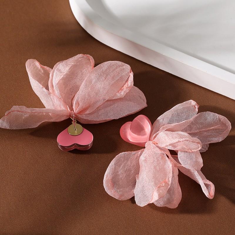 Garden Sweet Silk Fabric Flower Earrings - Elegant Stud Earrings for Women - Beach Style Ear Rings
