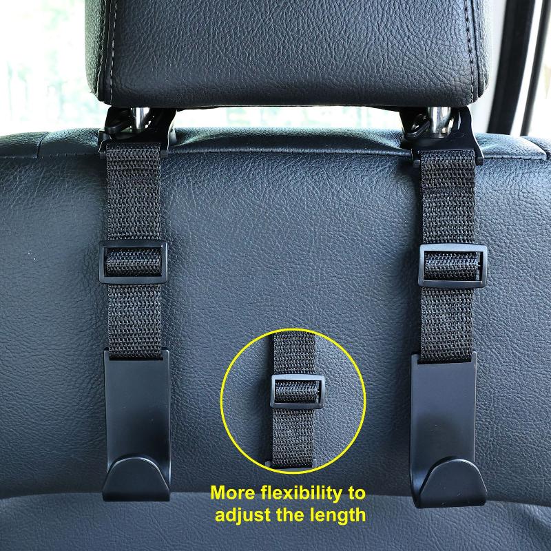 4Pcs Car Seat Headrest Hooks Adjustable Car Storage Clips Auto Fastener Hooks Car Interior Accessories Reusable Easy To Install
