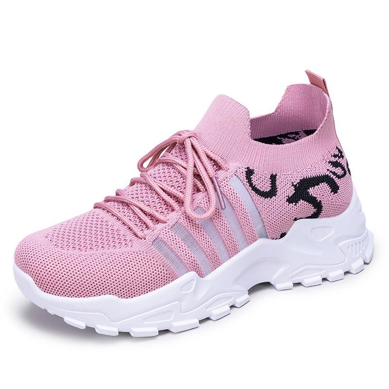 

Shoes Women s versatile new sports shoes Women s shoes Large size thick-soled heightening shoes Flying woven breathable casual shoes 43