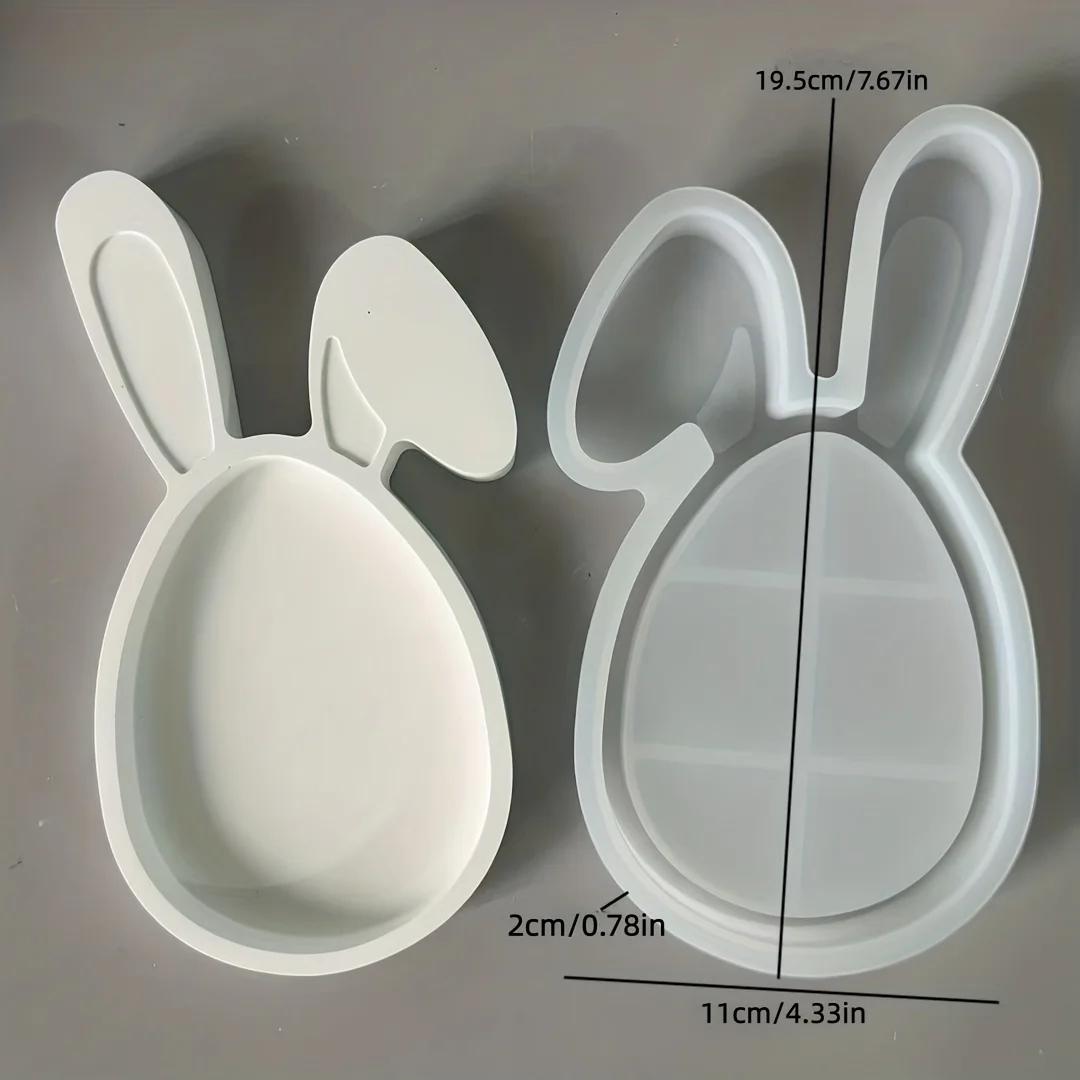 

DIY Rabbit Tray Mold Casting Clay Silicone Molds Handmade Easter Bunny Jewelry Display Plate Gypsum Plaster Mould Resin Mold