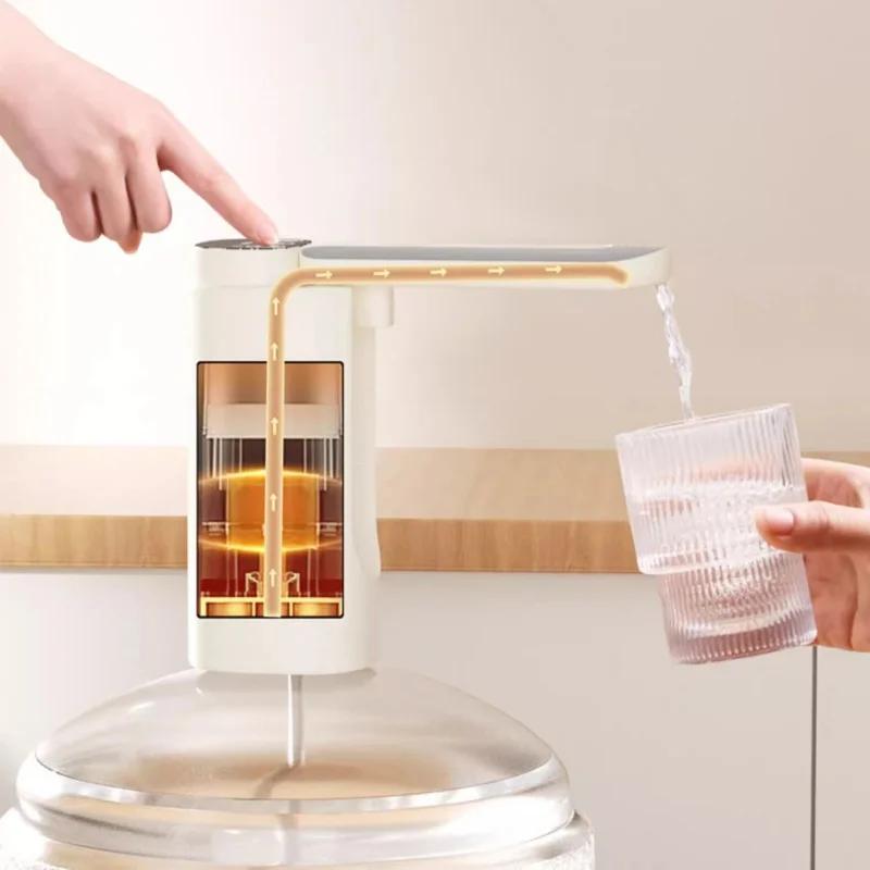 Electric Water Gallon Bottle Pump with 3Mode Automatic Folding Water Dispenser Pump Rechargeable Foldable Desk Water Bottle Pump