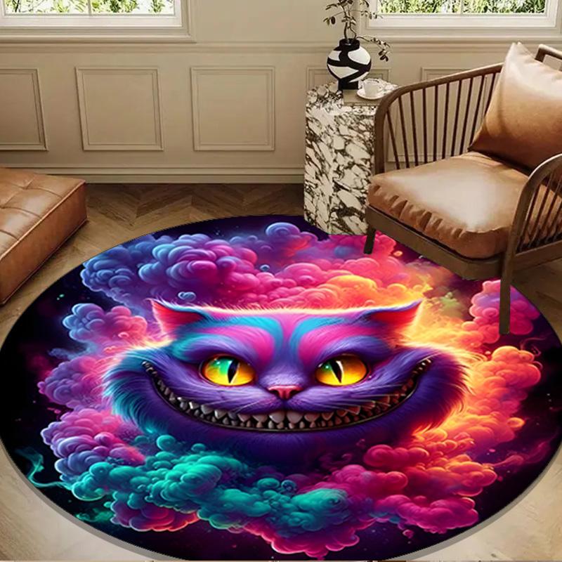 1PC WonderlCat Fantasy Round Rug for Livingroom,Bedroom, Palyroom, Chair Rug, Area rug, Circle Carpet, Large Size Fan Christmas gift