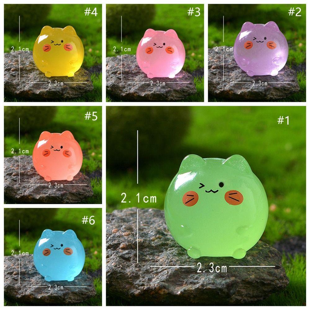 10pcs Glow in Dark Cat Figurines Miniatures Cartoon Mini Cat Statue  Fairy Garden Decorations