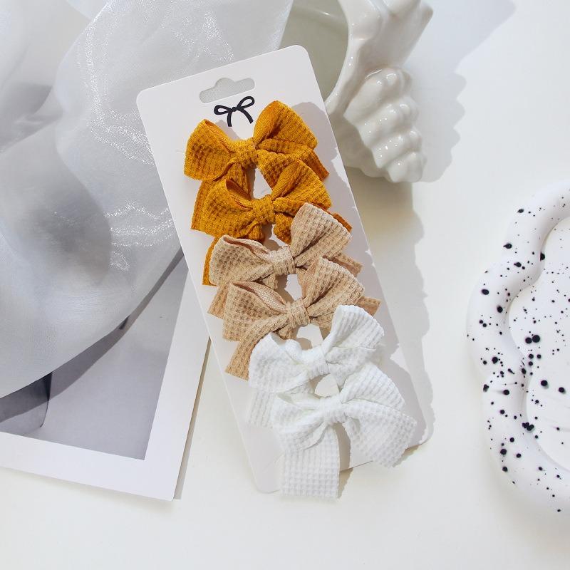 10Pcs/Set Solid Color Ribbon Kids Bows Hair Clips Baby Girls Handmade Bowknot Hairpin MiNi Barrettes Hair Tie Accessories