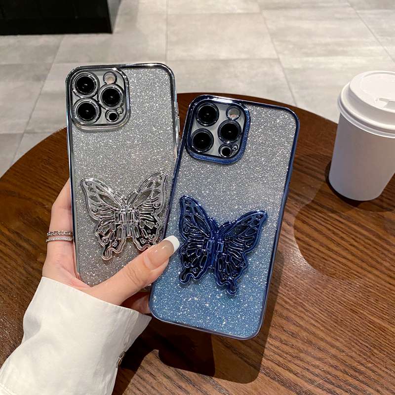 Butterfly Stand Glitter Phone Case For Xiaomi Mi 13T 12T 11T 10T Pro 14 Ultra 13 12 11 Lite 5G 11i 11X 12X Civi2 Civi 3 2 Cover
