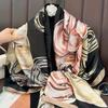 Classic versatile silk scarf women's spring and autumn summer thin mulberry silk scarf long beige plaid shawl dual-purpose