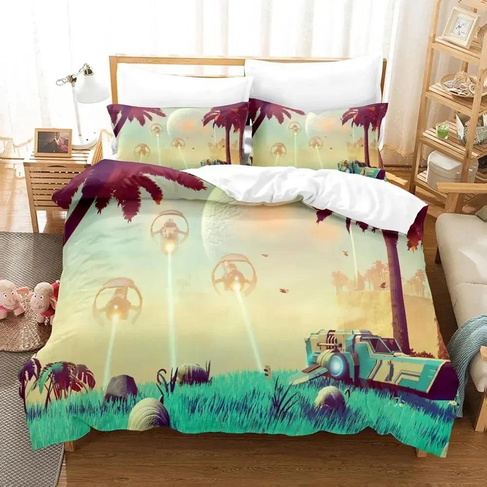 3D Print Game No Mans Sky Bedding Set Duvet Cover Bed Set Quilt Cover Pillowcase Comforter King Queen Size Boy Adult Bedding Set