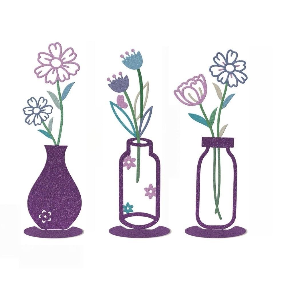 3pcs Iron Flower Vase Ornaments Creative Shelf Desktop Decoration Exquisite 2D Vase  Bedroom Decor Style 2