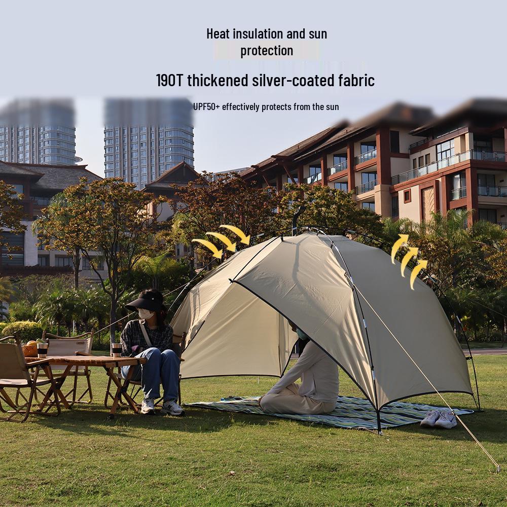Portable 3-4 Person Camping Tent with Sun and Rain Protection, Large Space, Ideal for Beach and Fishing