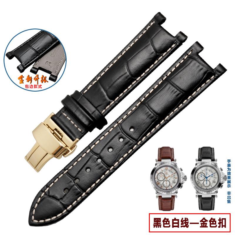 Kopfschicht Lederarmband Krokodilmuster Rindsleder für YA133309 Gales 20*11mm 22*13mm Uhrenarmband Schwarz Braun Herren Accessoires