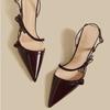 Baotou Sandals Women's Summer New Pointed Toe Shallow Bow Temperament with Skirt Stiletto Wear High Heels Outside