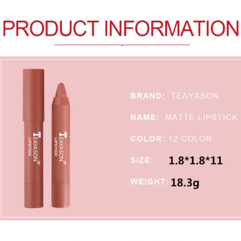 12 Colours Lips Makeup Lipstick Lesk na rty Kosmetická rtěnka s dlouhotrvající hydratací