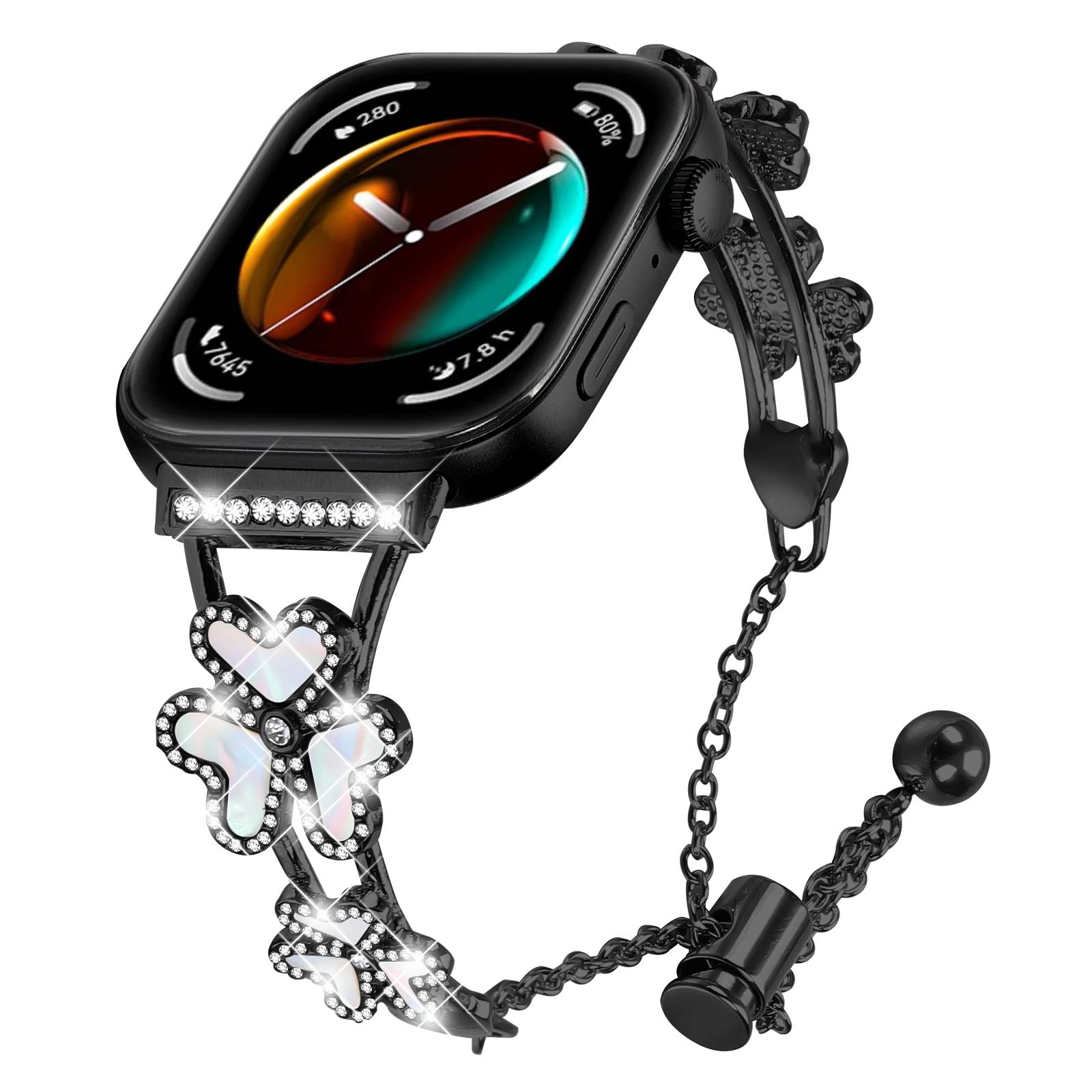 

Metal Band Heart Clover Decor For Huawei Watch Fit 3 Watch Bracelet Replacement Black