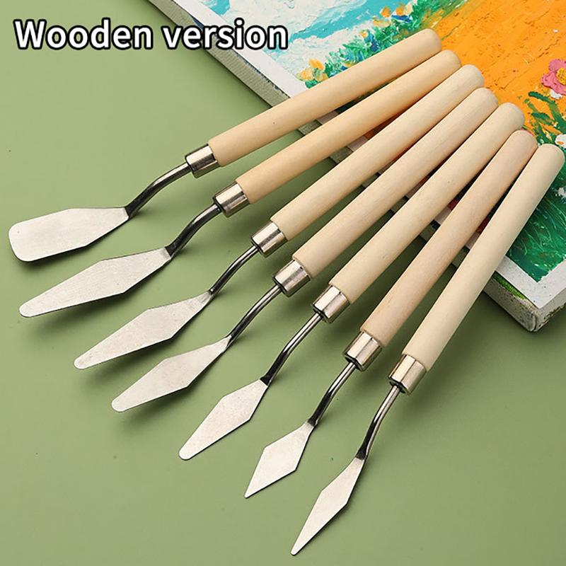 7Pcs/Set Stainless Steel Oil Painting Knives Artist Crafts Spatula Palette Knife Oil Painting Mixing Knife Scraper Art Tools