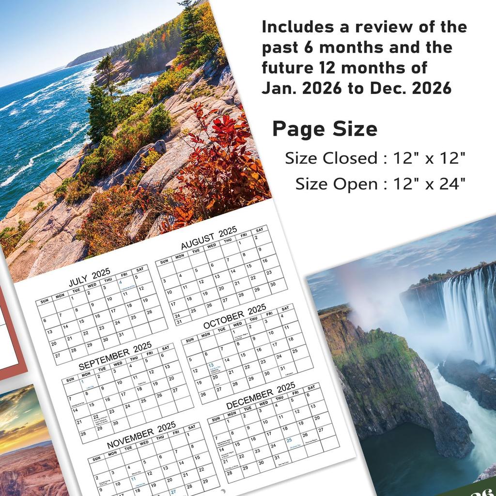 2026 Calendar - JAN 2026 - DEC 2026, 2026 Wall Calendar, 18 Monthly Calendar 2026, 12" x 24" (Open), Wall Calendar 2026 with Unruled Blocks(1.5" x