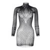Dame Sexy Mesh Fishnet Mini Kjole One Piece kjoler Bodysuit Undertøy Dame Se Through Backless Hollow Out Dress Undertøy Sexy Kostymer Plus Size