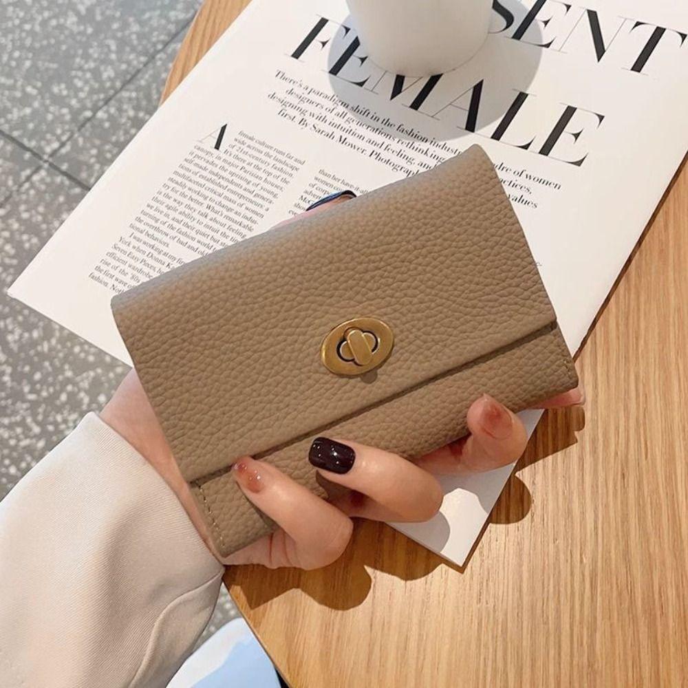 High-end 2 Folds Short Coin Purse Retro PU Leather Wallet Money Bag INS Style Card Wallets for Girls Students Gift