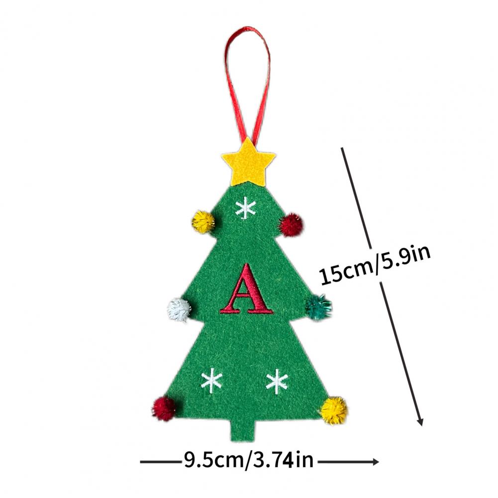 Christmas Tree Pendant Ornament with Lanyard 26 Letter Design Felt Fabric Holiday Xmas Tree Hanging Decoration