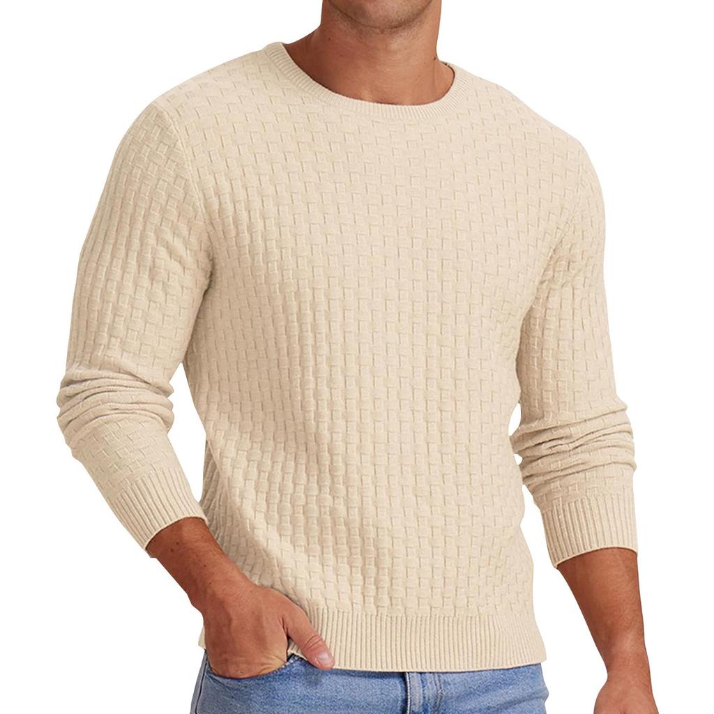Pulover Bărbătesc cu Gât Rotund Toamnă și Iarnă Mânecă Lungă Gât în V Tricot Gros de Bază