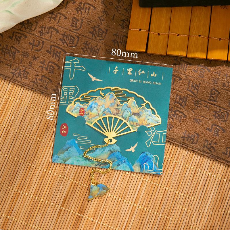 Leaf Vein Lotus Fan Metal Bookmark Chinese Style Creative Bookmarks Tassel Pendant Student Gift Brass Tassel School Stationery