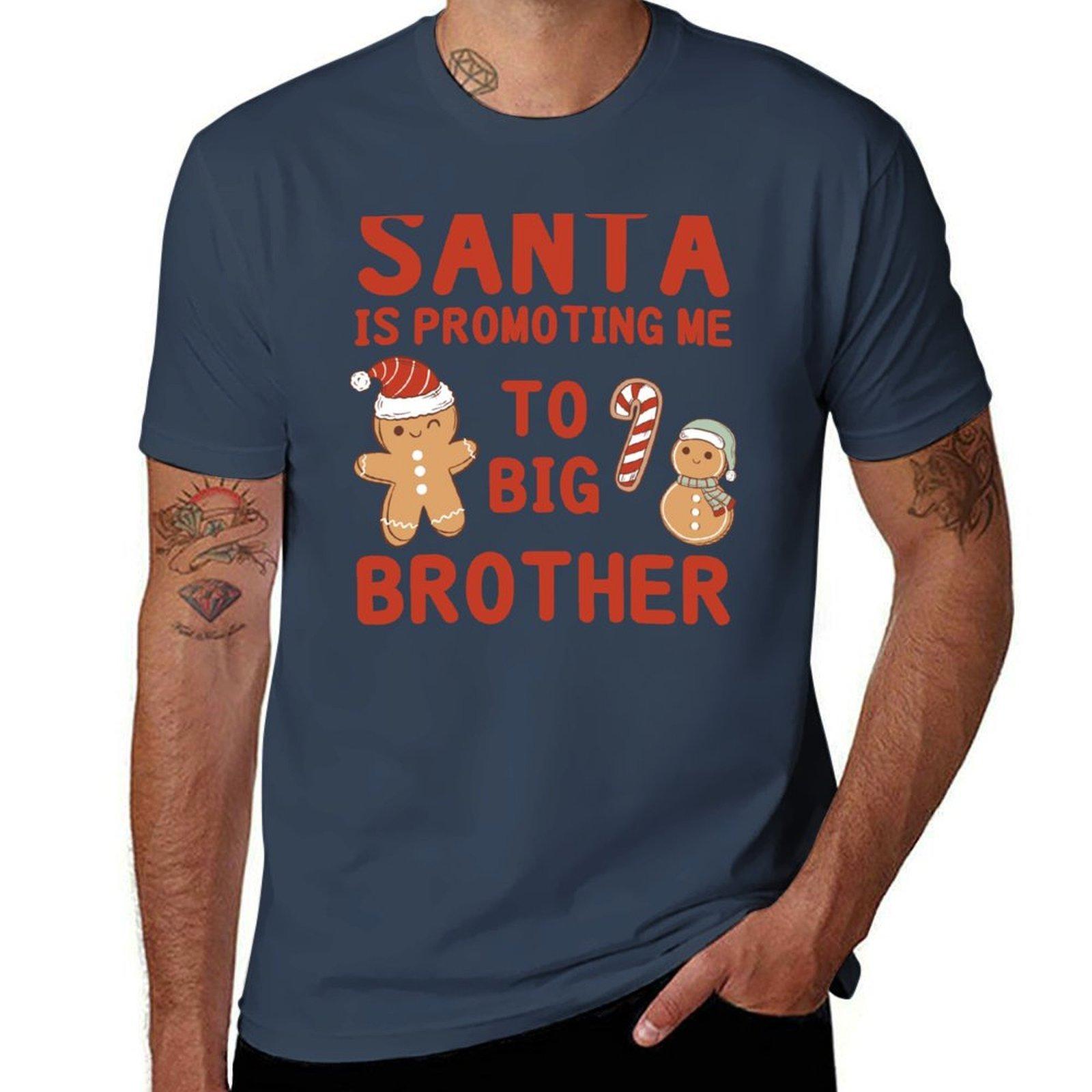 Santa is Promoting Me to Big Brother Baby Sibling Pregnancy AnnounceUnisext (Red Text) 3 TShirt Quick Dry Fishing TShirt S