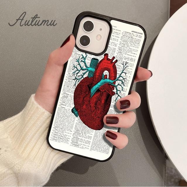 Human Anatomy Phone Case for iPhone 11 12 13 14 Pro Max Mini X XR XS SE 2020 5 6S 7 8 Plus Samsung Galaxy S21 S22 Cover Shell