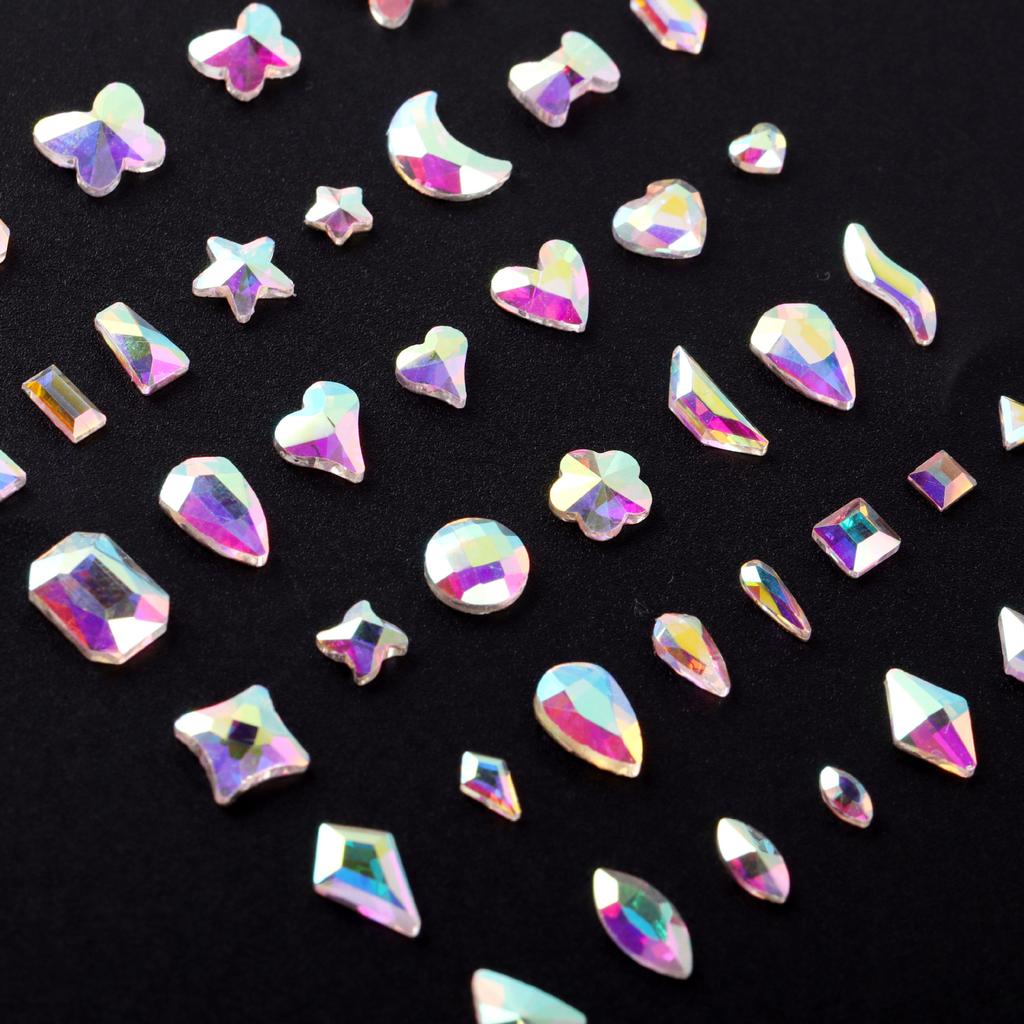 AB Farbe Flachboden Speziell geformter Diamant Symphonie Liebe Stern Schmetterling Nagel Glas Nagelkunst Tragen Nagel Kleiner Schmuck