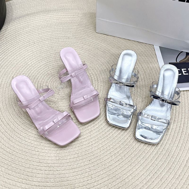 French beautiful fashion with skirt Korean slippers women's 2025 spring new versatile stiletto one-word drag women's outer wear