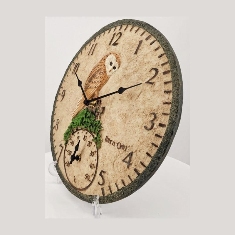 Gartenwanduhr für drinnen/draußen 12 Zoll Vintage Harzuhr mit Thermometer