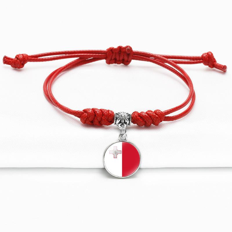 Red Bracelet Trendy With Timeless Gem European Country Flags Unisex Material Mixed