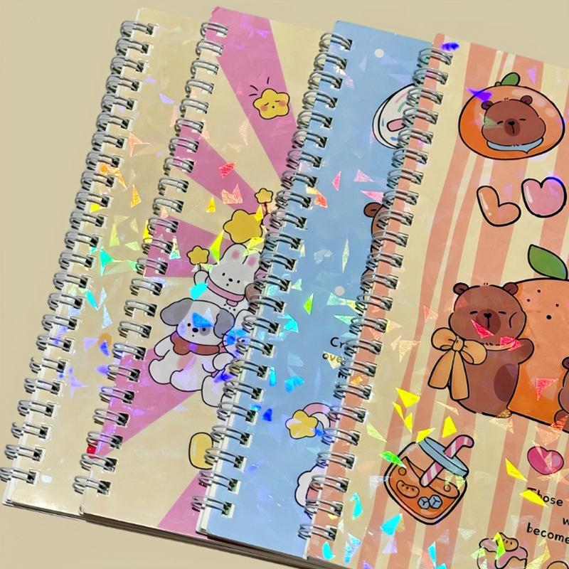 Laser Capybara A5 Coil Notebook Cute Cartoon Exercise Book Cute Notepad Diary School Stationery Supplies