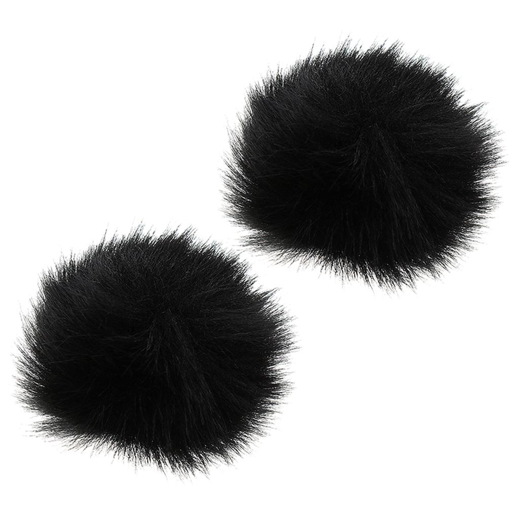 2Pcs Black Outdoor Lapel Microphone Windscreen Wind Muff Furry Cover 1.0cm