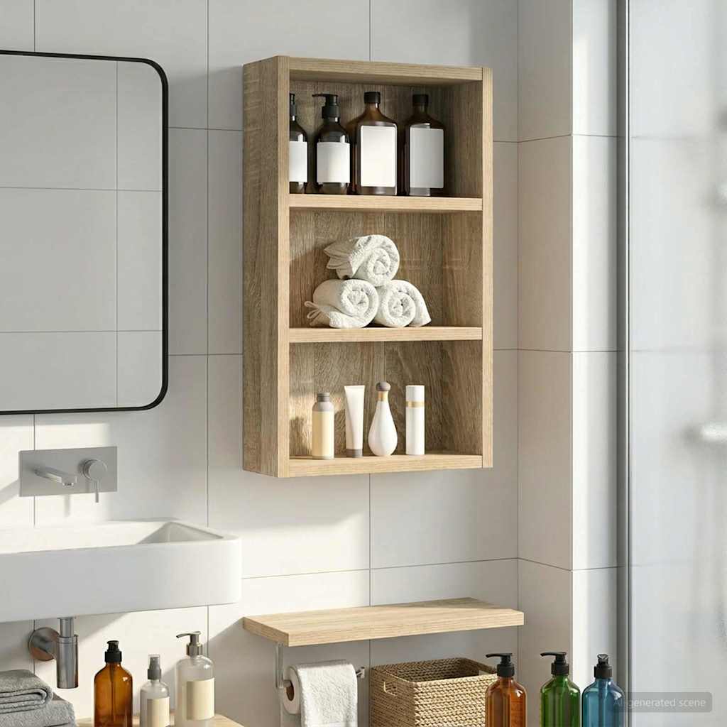 Wall Mounted Bathroom Cabinet with Shelf Sonoma Oak 30 x 10 x 50 cm