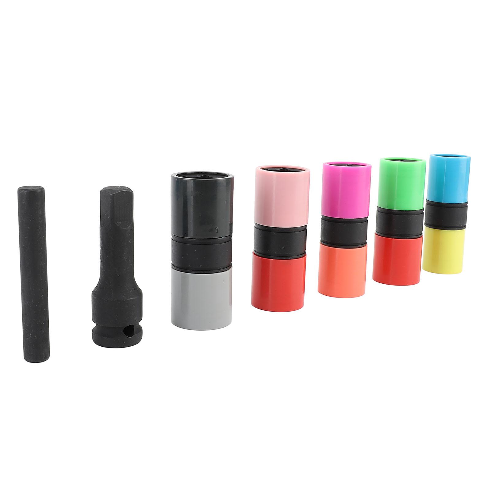 

7pcs Lug Nut Socket Set Colorful CrMo Steel 6 Point Double Sided Impact Socket Set With Protective