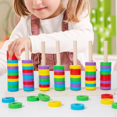 Kids Beads Sequencing Toy Set Matching Stacker Preschool Stacking Block Color Classification Sorting