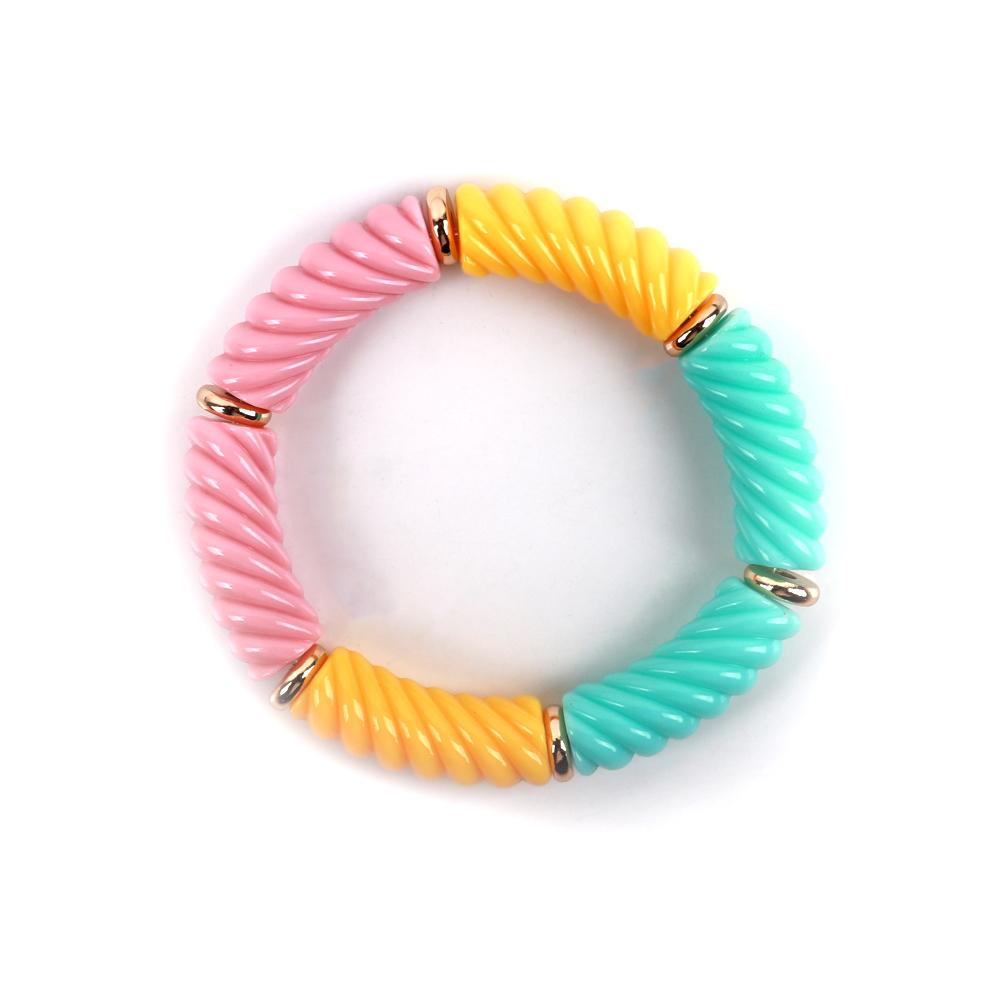 Bohemain Acrylic Twist Bamboo Stack Elastic Bracelets for Women Men 2025 Colorful Resin Tube Beads Bracelet Bangle Jewelry Gift