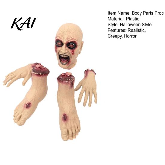 Blood Party Favors 5 Pcs Halloween Body Parts Prop, Realistic Broken Head Hands Feet Set, Scary Human Texture Severed Zombie Dead for Outdoor